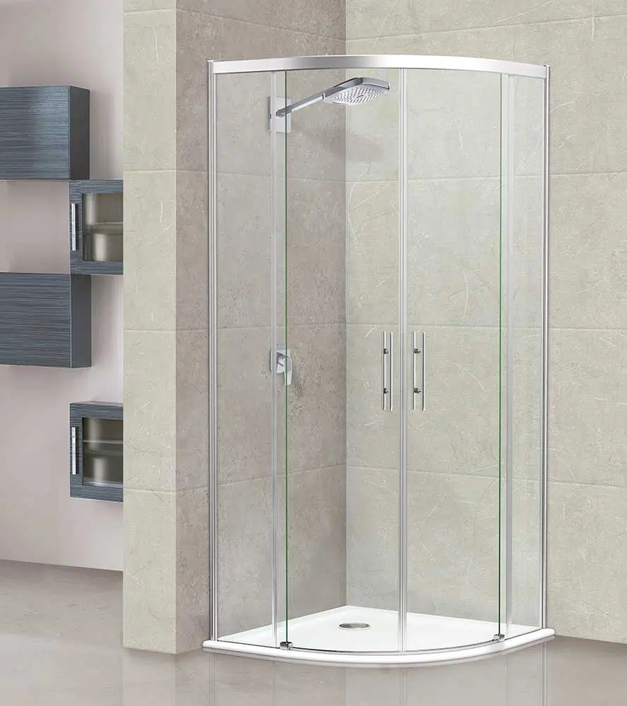 Mampara de ducha semicircular con dos fijos y dos puertas correderas -  Mamparas de ducha a medida