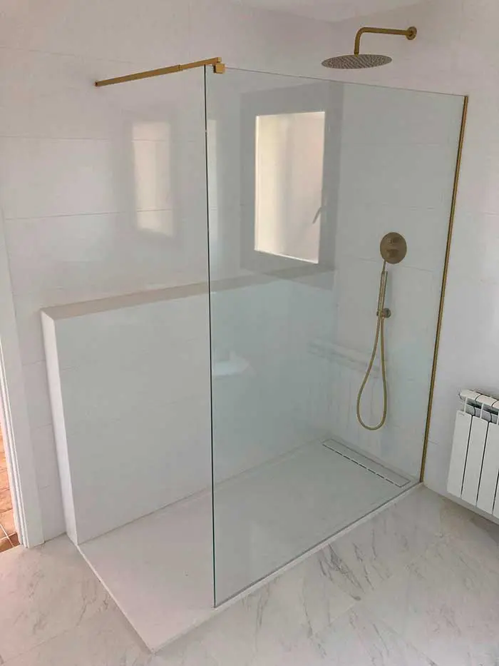 Mampara de ducha fija de cristal Milano 160x200 oro